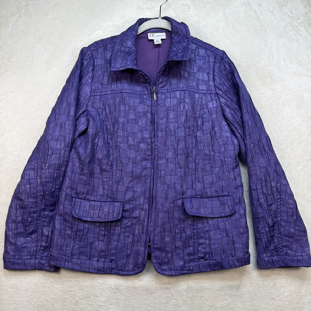 Tog Shop Zip Front Jacket Womens Size 10 Purple Textured Lightweight